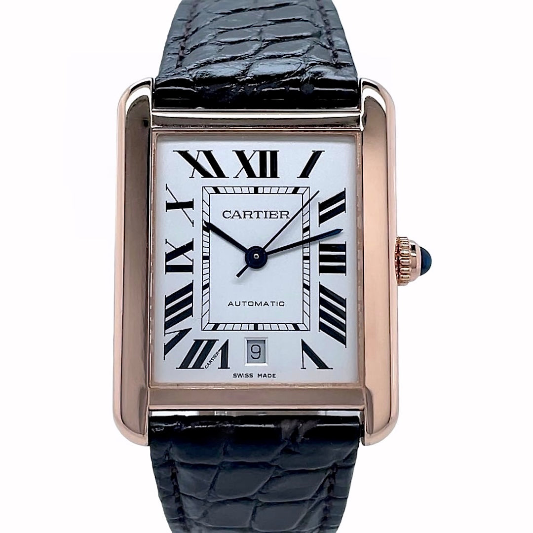 Cartier Tank Solo Watch - Large - Yellow Gold Case - Black Alligator Leather Strap