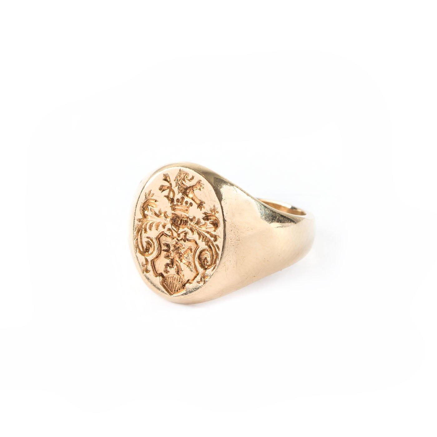 Engravable Grand Cygnet Ring in 14K Yellow Gold