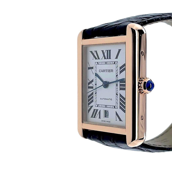 Cartier Tank Solo XL Rose Gold Silver Dial Mens Watch W5200026