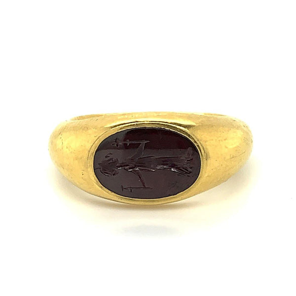 Ancient Roman Carnelian Intaglio Ring 22K Yellow Gold Museum Quality - Twain Time, Inc.