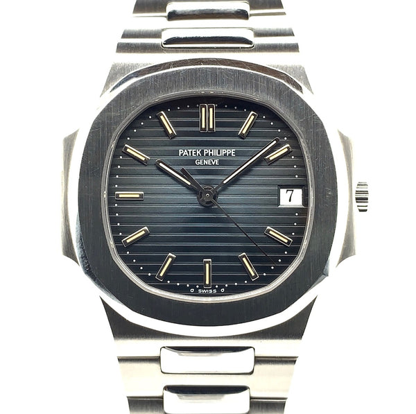 Patek Philippe Nautilus Stainless Steel Striated/Guilloche Black Dial 3800/1A Unpolished - Twain Time, Inc.