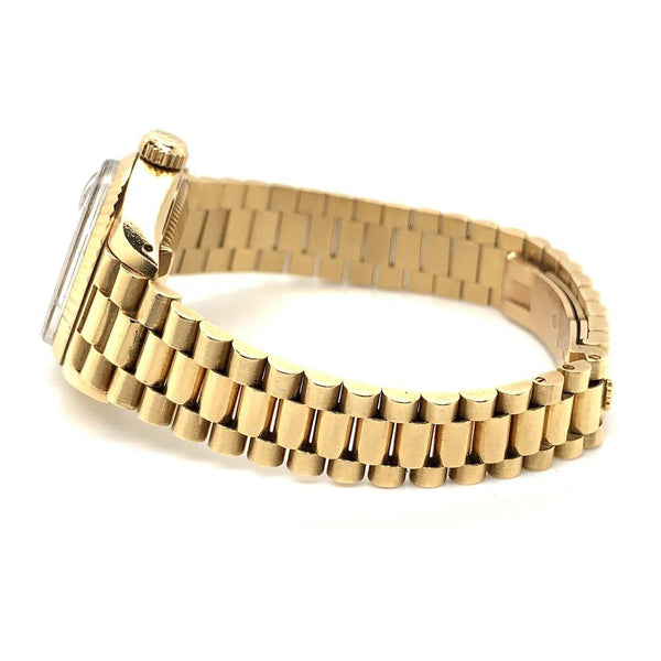 6.00ct 18k yellow gold president style men's bracelet with round and b –  Mazal Diamonds