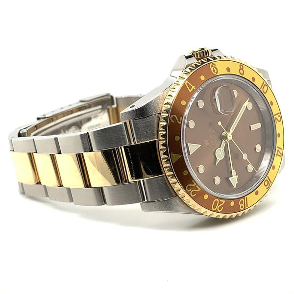 Rolex GMT-MASTER II Two Tone Root Beer Dial Oyster Bracelet Ref. 16713 - Twain Time, Inc.