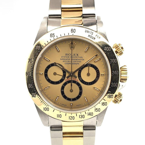 Rolex Oyster Perpetual Cosmograph Daytona Zenith Movement Champagne Dial 18K Yellow Gold & Stainless Steel Ref. 16523 - Twain Time, Inc.