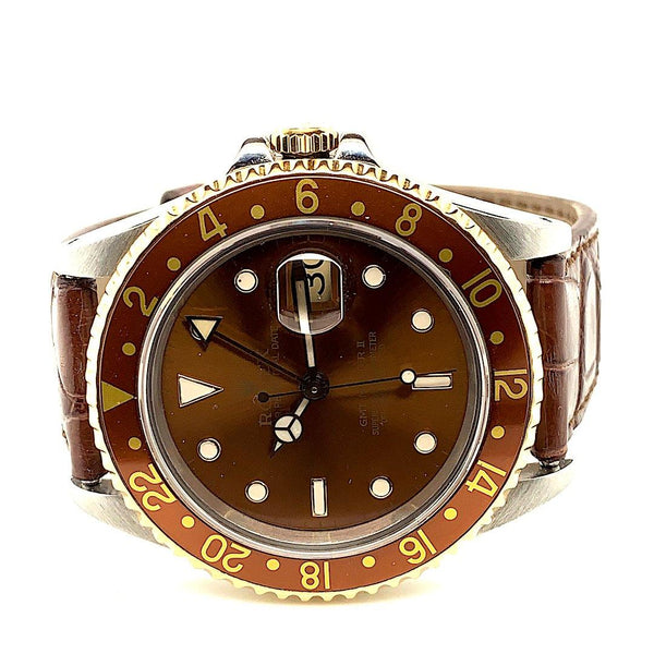 Rolex GMT-MASTER II Two Tone Root Beer Dial Ref. 16713 Circa 1989 - Twain Time, Inc.