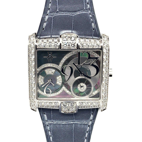 Harry Winston Avenue Squared A2 18K White Gold & Diamonds Ref. 350/LQTZW - Twain Time, Inc.