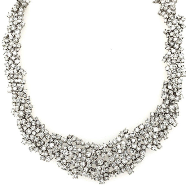 Tuxedo Princess-Cut Diamond & Platinum Choker Necklace 1950s - Twain Time, Inc.