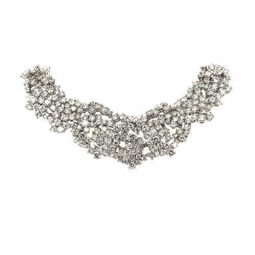 Platinum Tuxedo Princess-Cut Diamond Choker Necklace 1950s