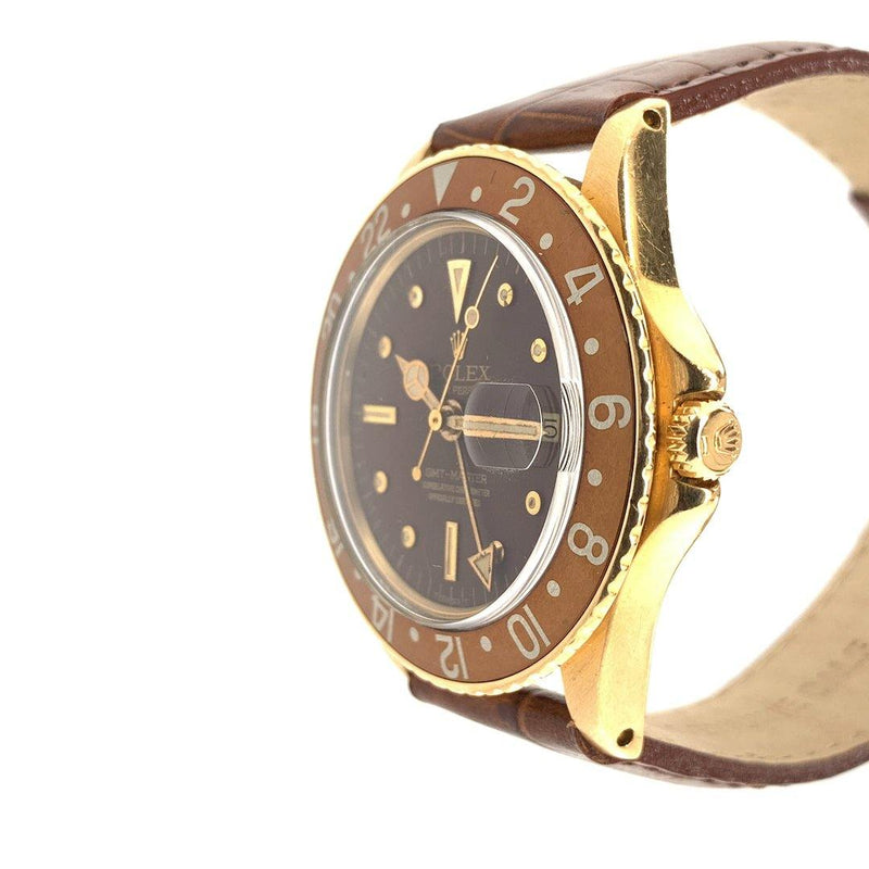 Rolex Root Beer GMT-Master 18K Yellow Gold Nipple Dial Ref. 1675 - Twain Time, Inc.
