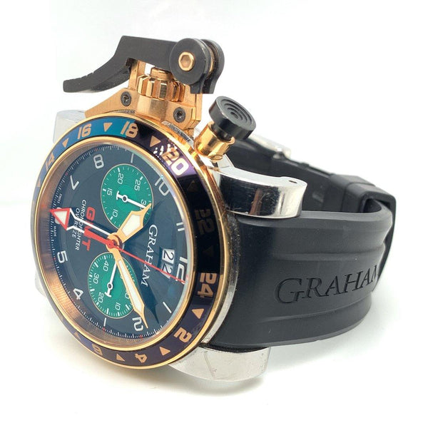 Graham Chronofighter Oversized GMT Chronograph 18K Rose Gold & Steel Ref. 2OVGG.B16A - Twain Time, Inc.