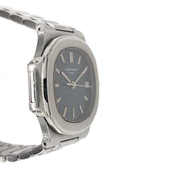 Patek Philippe Nautilus Stainless Steel Striated/Guilloche Black Dial 3800/1A - Twain Time, Inc.