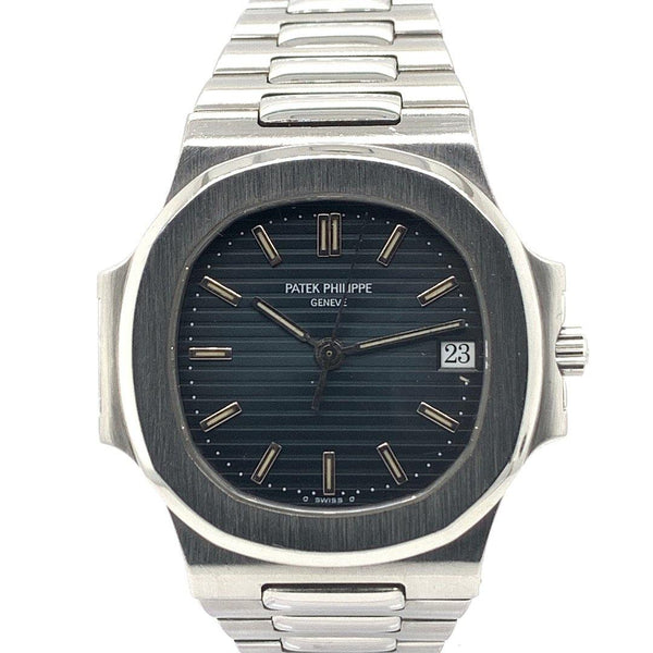 Patek Philippe Nautilus Stainless Steel Striated/Guilloche Black Dial 3800/1A - Twain Time, Inc.