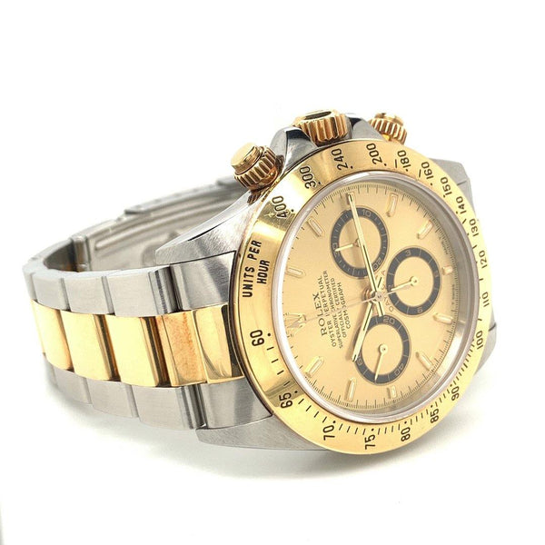 Rolex Oyster Perpetual Cosmograph Daytona Two Tone Zenith Movement Champagne Dial "New Old Stock" Ref. 16523 - Twain Time, Inc.