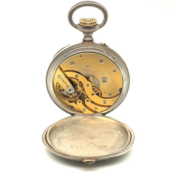 Patek Philippe Openface Pocket Watch Chronometro Gondolo Silver & 18K Rose Gold - Twain Time, Inc.