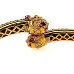 Ilias Lalaounis Lions' Heads Gem-Set Bangle Bracelet 18K Gold & Enamel - Twain Time, Inc.