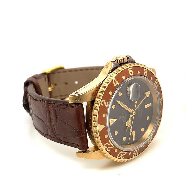 Rolex Root Beer GMT-Master  18K Yellow Gold Nipple Dial Ref. 16758 - Twain Time, Inc.