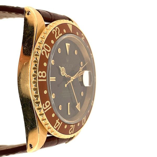 Rolex Root Beer GMT-Master  18K Yellow Gold Nipple Dial Ref. 16758 - Twain Time, Inc.