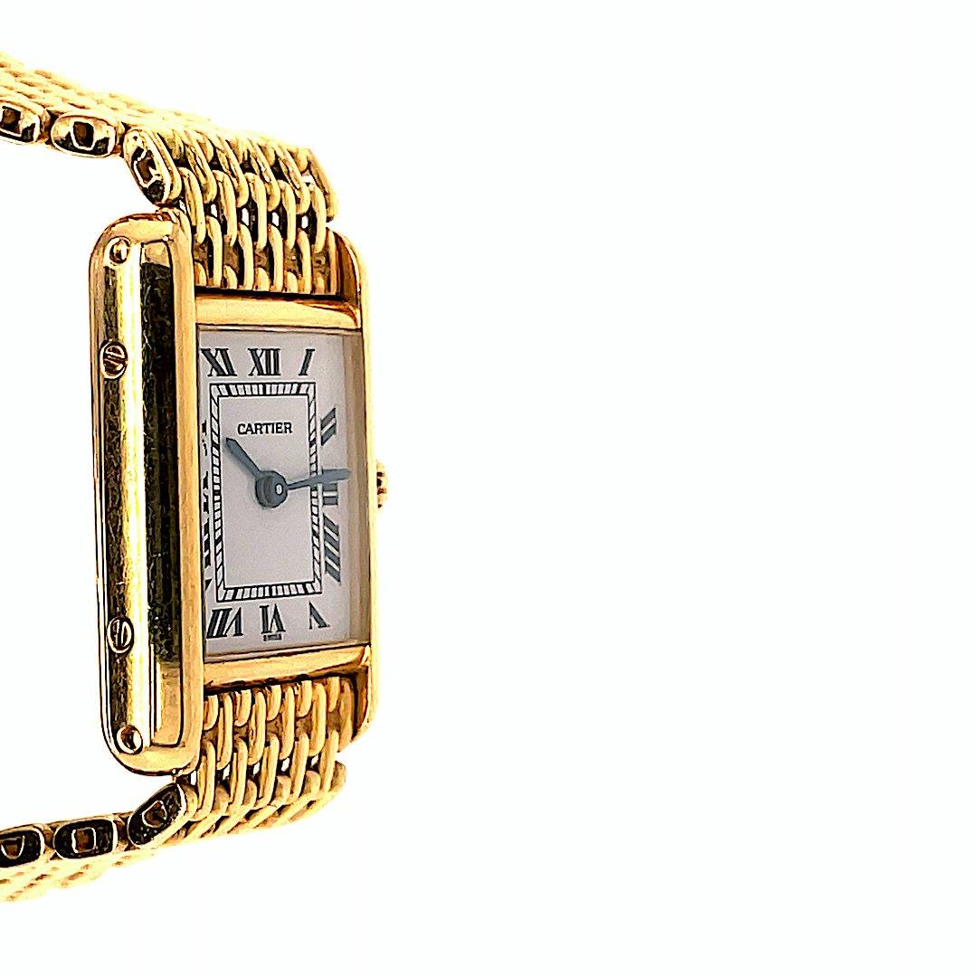 Cartier Tank Louis Extra Flat in YG with tear drop Gold bracelet