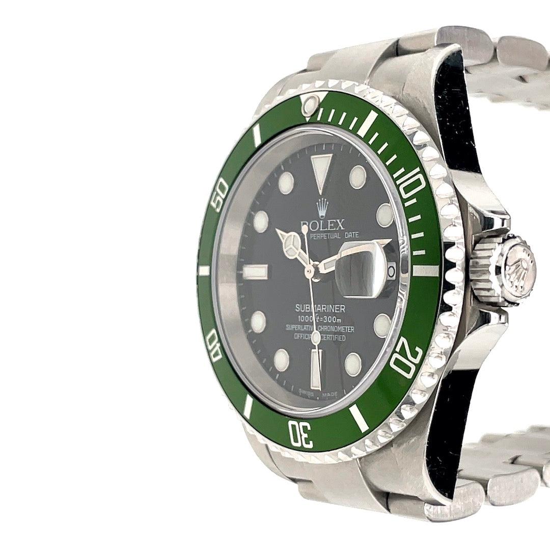 Rolex 16610LV Submariner Anniversary Fat/Flat Four 4 Kermit Full Set  Unpolished - Awadwatches