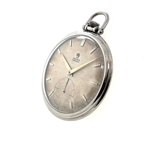 Rolex Precision Open-Face Pocket Watch Steel Ref. 3400 Circa 1950s - Twain Time