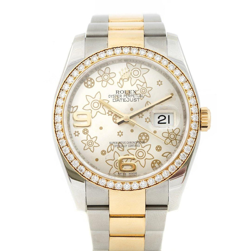 Rolex Datejust Two Tone Floral Dial Ref. 116243 - Twain Time, Inc.