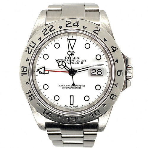 Rolex Explorer II Stainless Steel White Dial Ref. 16570 - Twain Time, Inc.