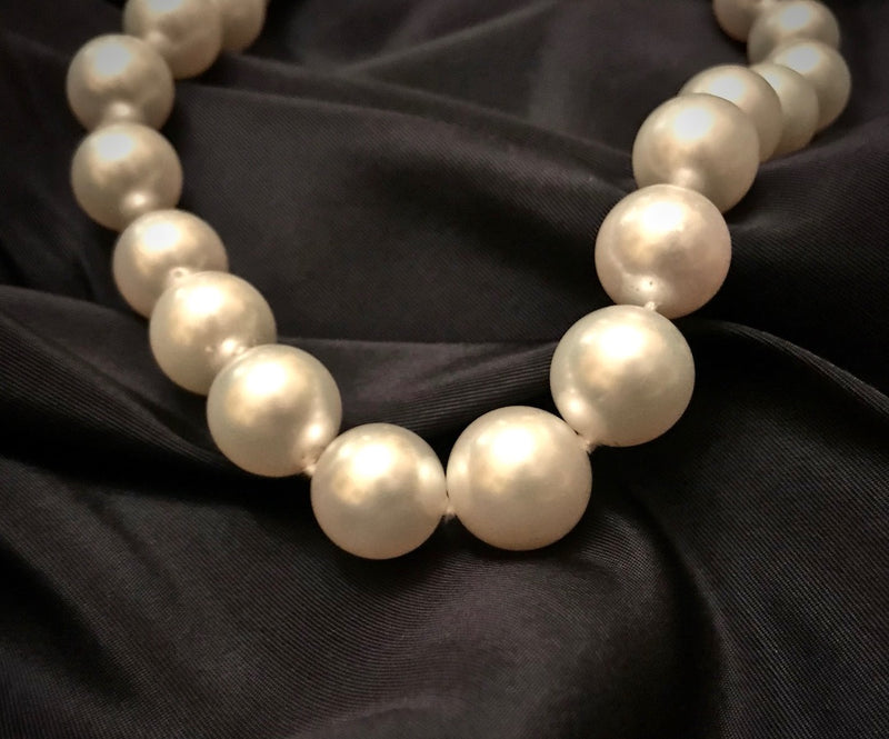 South Sea AAA White Pearl Necklace With Diamond 18K White Gold - Twain Time, Inc.