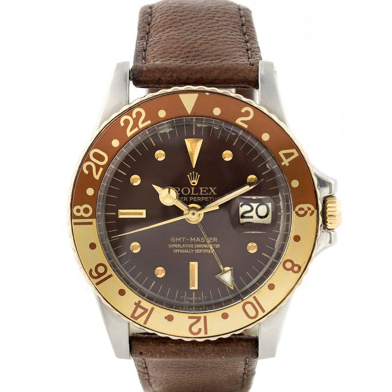 Rolex GMT-Master Tiger Eye/Nipple Dial Root Beer - Two Tone - Twain Time, Inc.