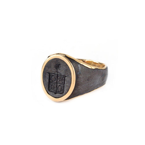 Victorian Crest Insignia Signet Ring - Berlin Gold - Twain Time, Inc.