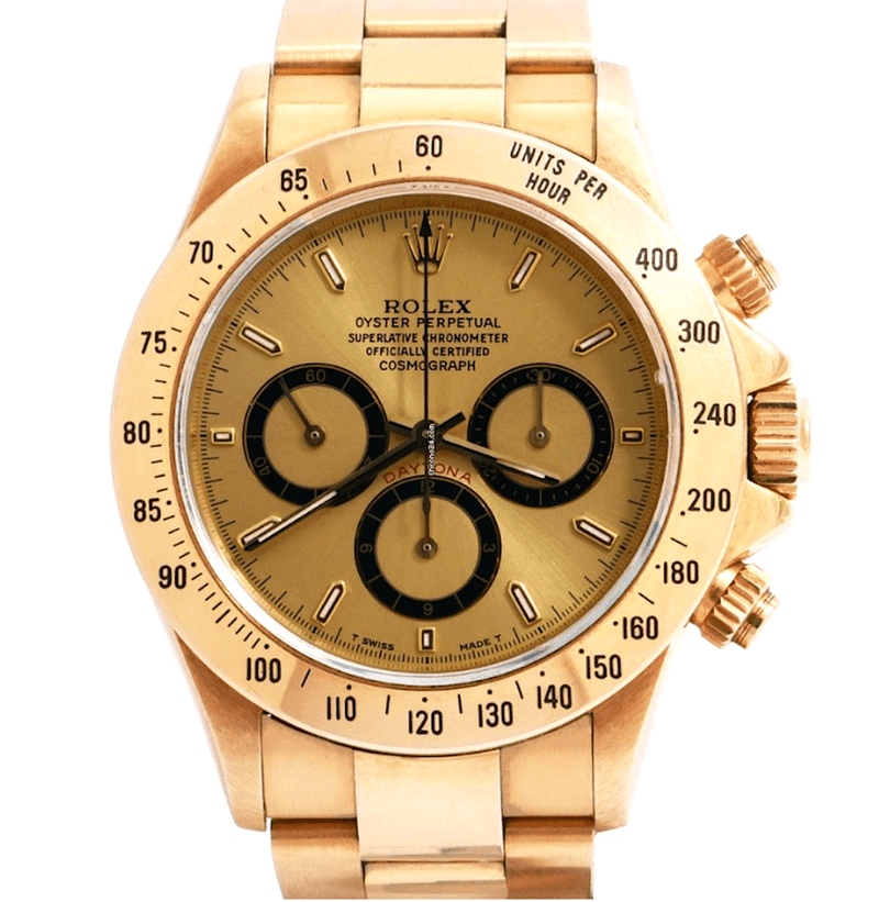 Rolex Oyster Perpetual Cosmograph Daytona Zenith Movement Champagne Dial 18K Yellow Gold Ref. 16528 - Twain Time, Inc.